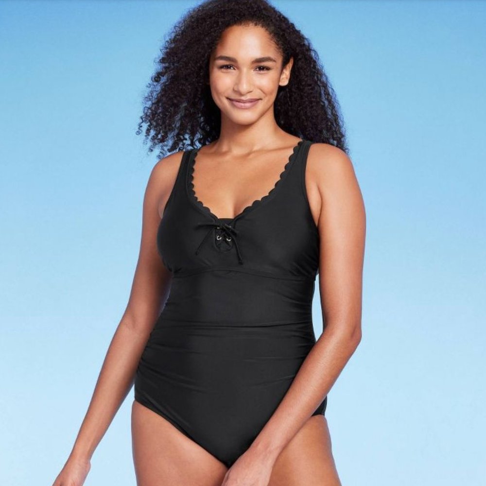 Kona Sol Size Medium Black Bathing Suit - NEW